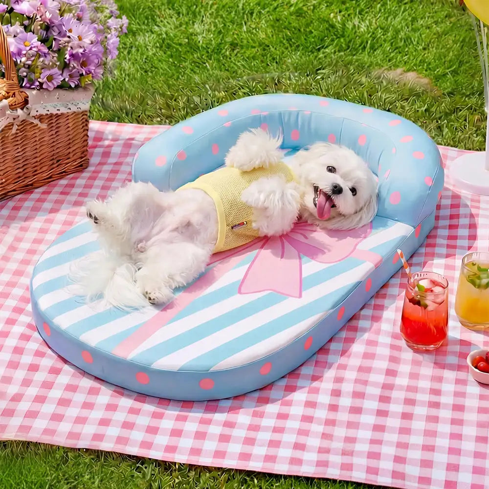Cooling Breathable Neck Support Orthopedic Dog Bed - Bow
