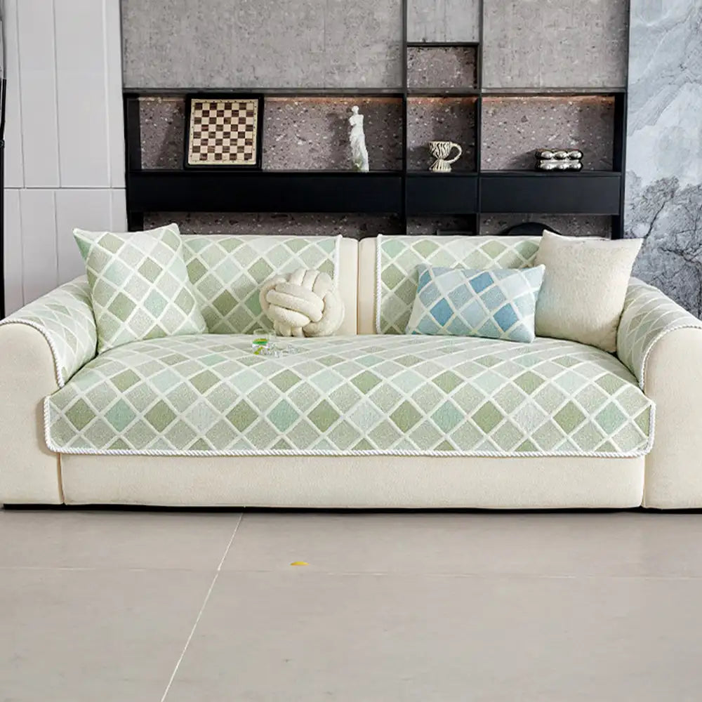 Cooling Ice Silk Heat-Absorbing Washable Non-Slip Couch Cover - Diamond