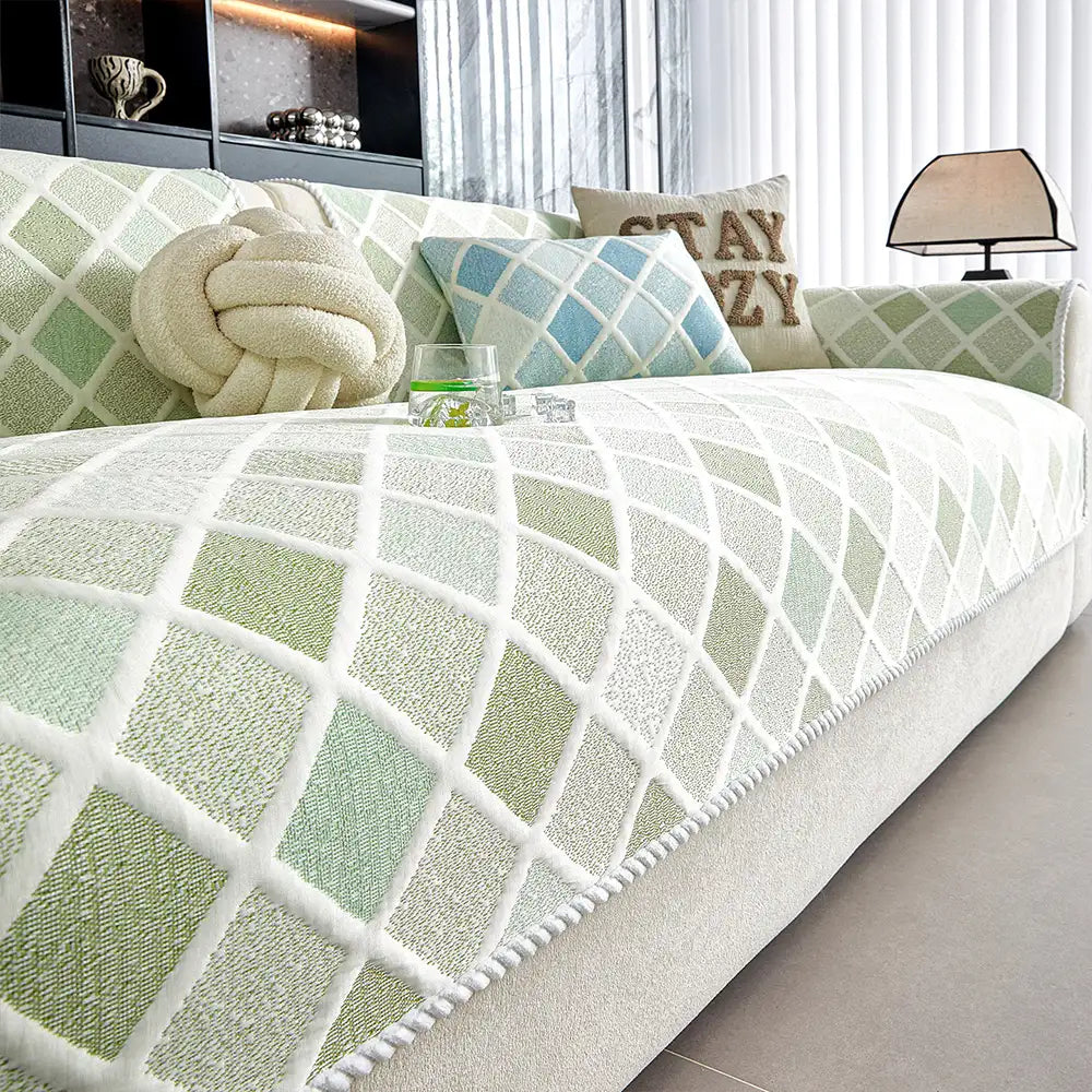 Cooling Ice Silk Heat-Absorbing Washable Non-Slip Couch Cover - Diamond