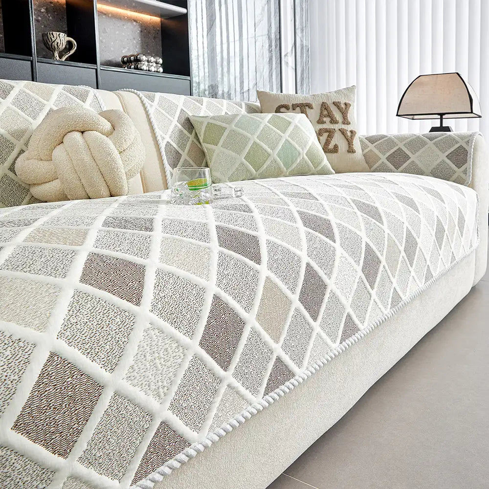 Cooling Ice Silk Heat-Absorbing Washable Non-Slip Couch Cover - Diamond