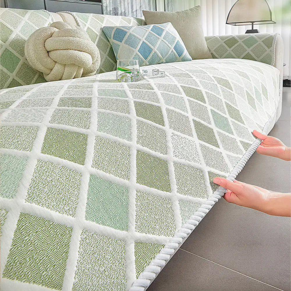 Cooling Ice Silk Heat-Absorbing Washable Non-Slip Couch Cover - Diamond