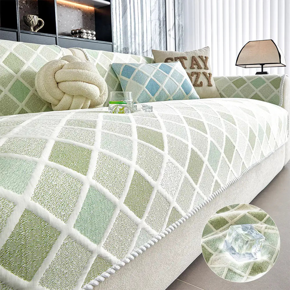 Cooling Ice Silk Heat-Absorbing Washable Non-Slip Couch Cover - Diamond