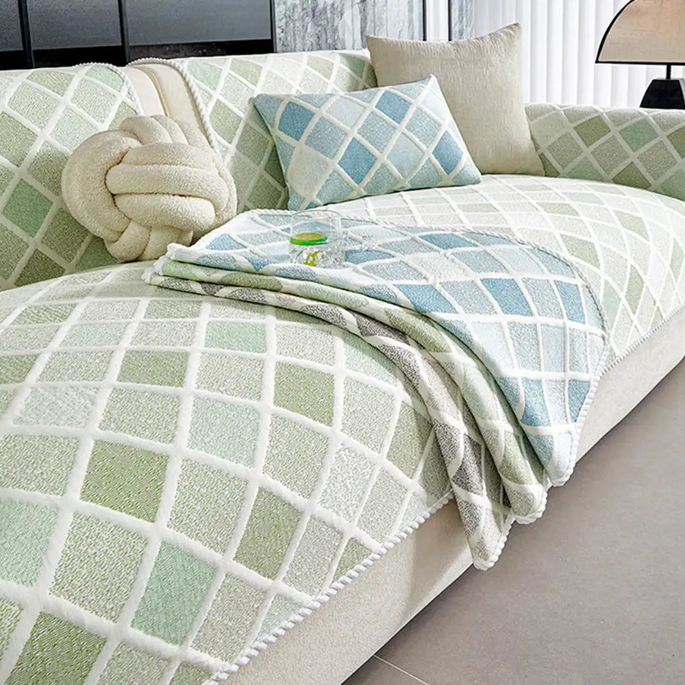 Cooling Ice Silk Heat-Absorbing Washable Non-Slip Couch Cover - Diamond