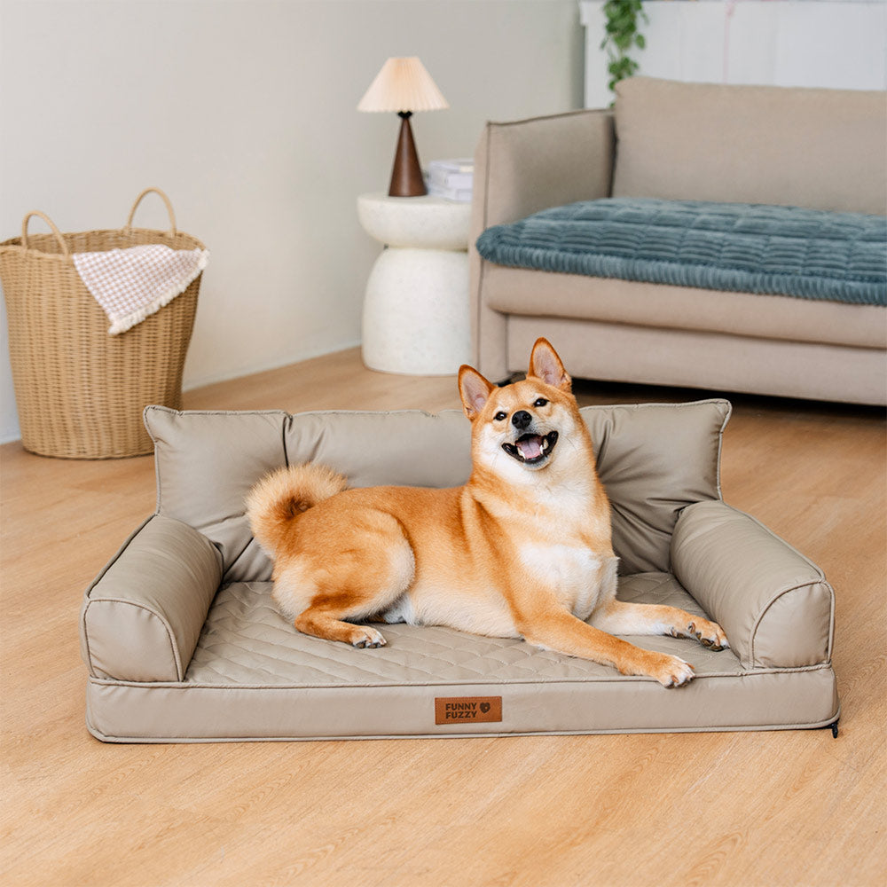 Luxe Faux Leather Foldable Orthopedic Outdoor Large Dog Bed