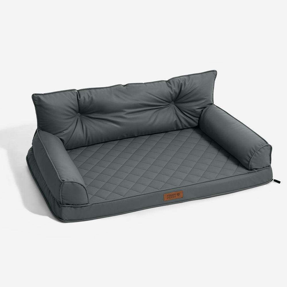 Luxe Faux Leather Foldable Orthopedic Outdoor Large Dog Bed