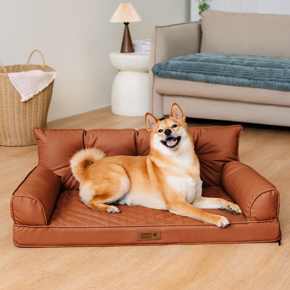 Luxe Faux Leather Foldable Orthopedic Outdoor Large Dog Bed