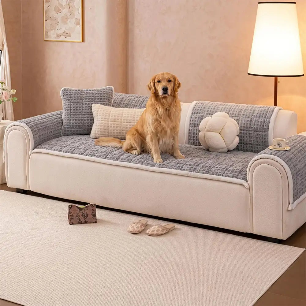 Cotton Fleece Pet-Friendly Comfortable Non-Slip Couch Cover - Waffle