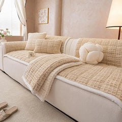 Cotton Fleece Pet-Friendly Comfortable Non-Slip Couch Cover - Waffle