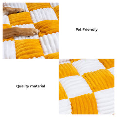 Cream Square Plaid Cosy Dog Mat Furniture Protector Cover