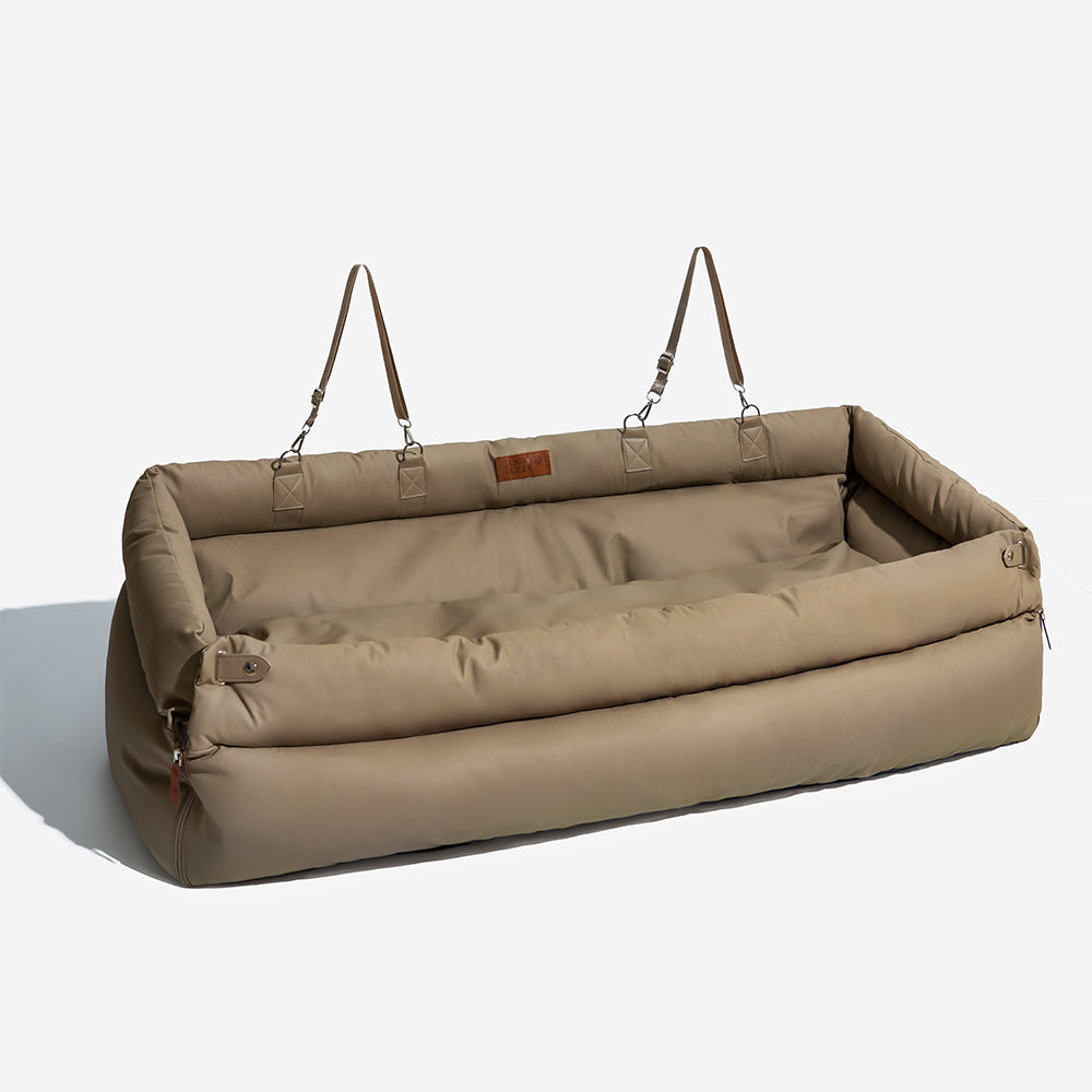 Large Deluxe Faux Leather Dog Car Seat Booster Bed - Roadtrip