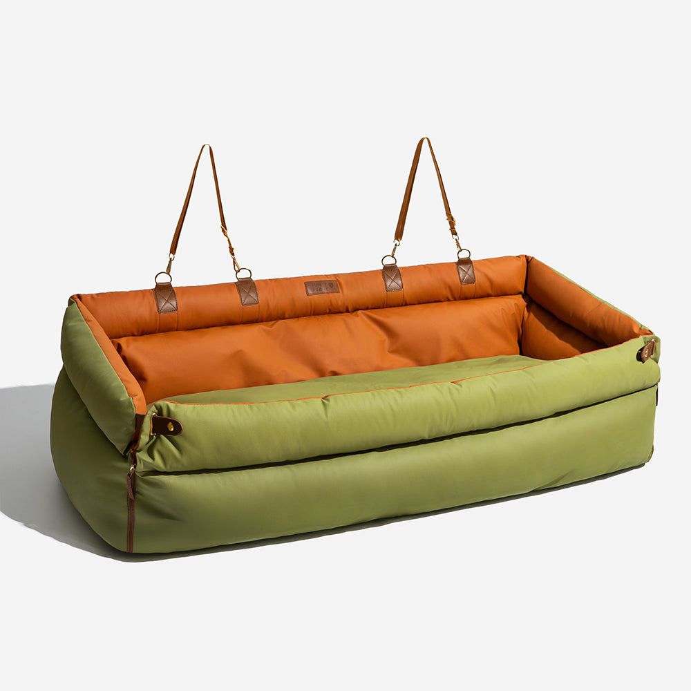 Large Deluxe Faux Leather Dog Car Seat Booster Bed - Roadtrip