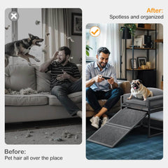 Elevated Pet Sofa Bed with Steps Ramp for Bedside Lounge or Dog Window Perch
