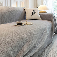 Cream Chenille Textured Pet-Friendly Anti-Scratch Throw Sofa Cover Sofa Throws