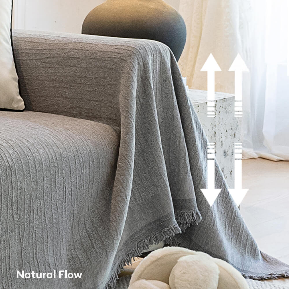 Cream Chenille Textured Pet-Friendly Anti-Scratch Throw Sofa Cover Sofa Throws
