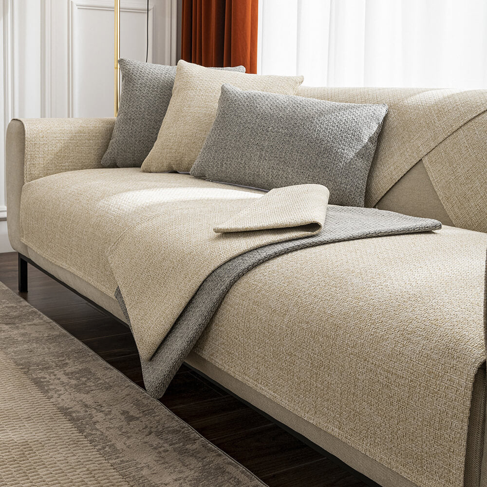 Minimalist Solid Colour Breathable Linen Sofa Cover