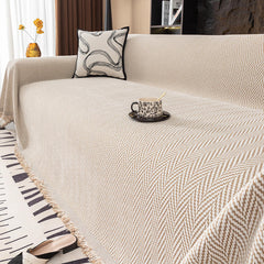 Premium Chenille Textured with Stylish Fringe Sofa Cover Sofa Throws