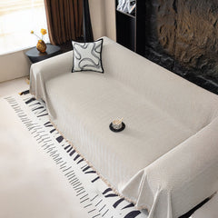 Premium Chenille Textured with Stylish Fringe Sofa Cover Sofa Throws