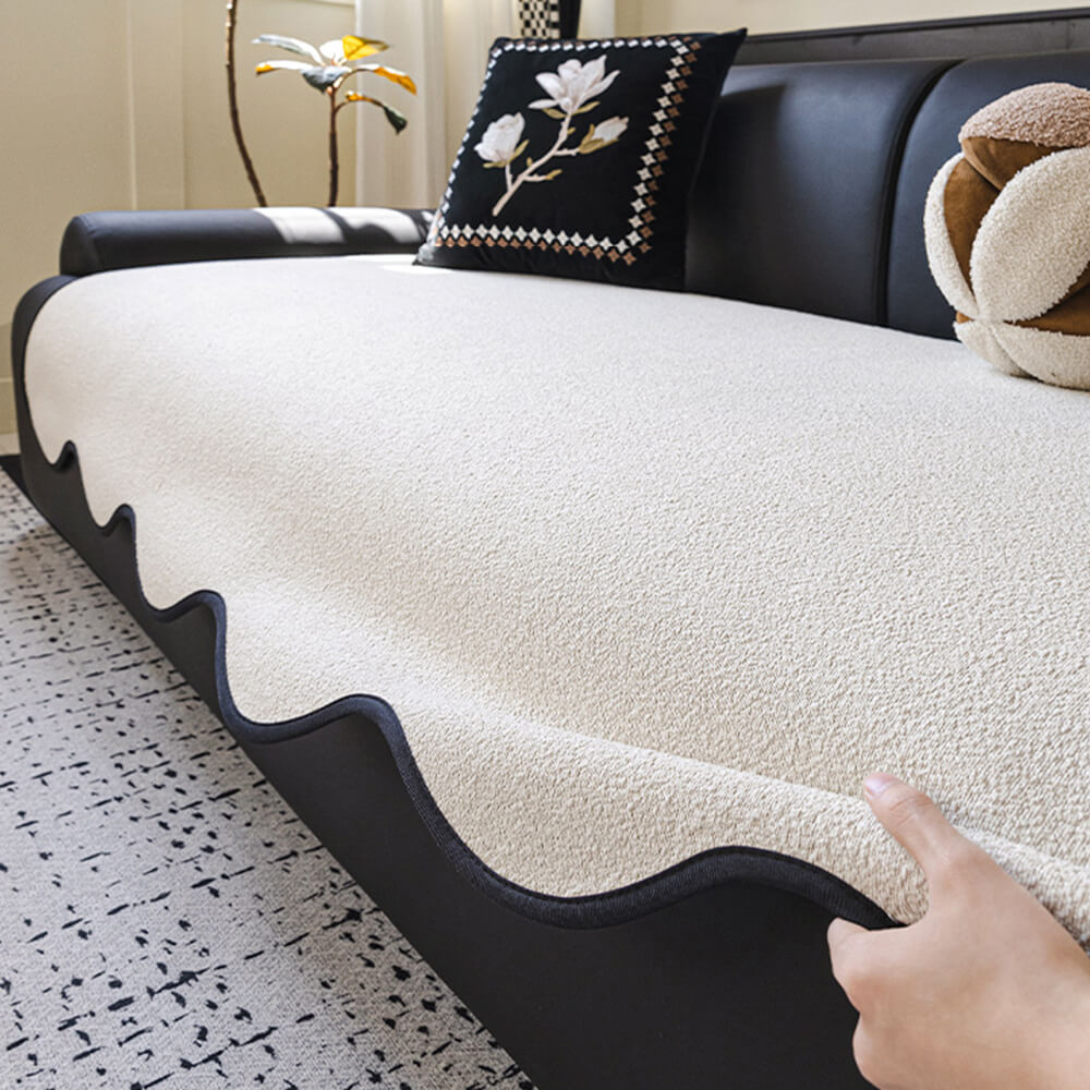 Water-repellent Teddy Fleece Non-Slip Straight Outdoor Garden Sofa Cover