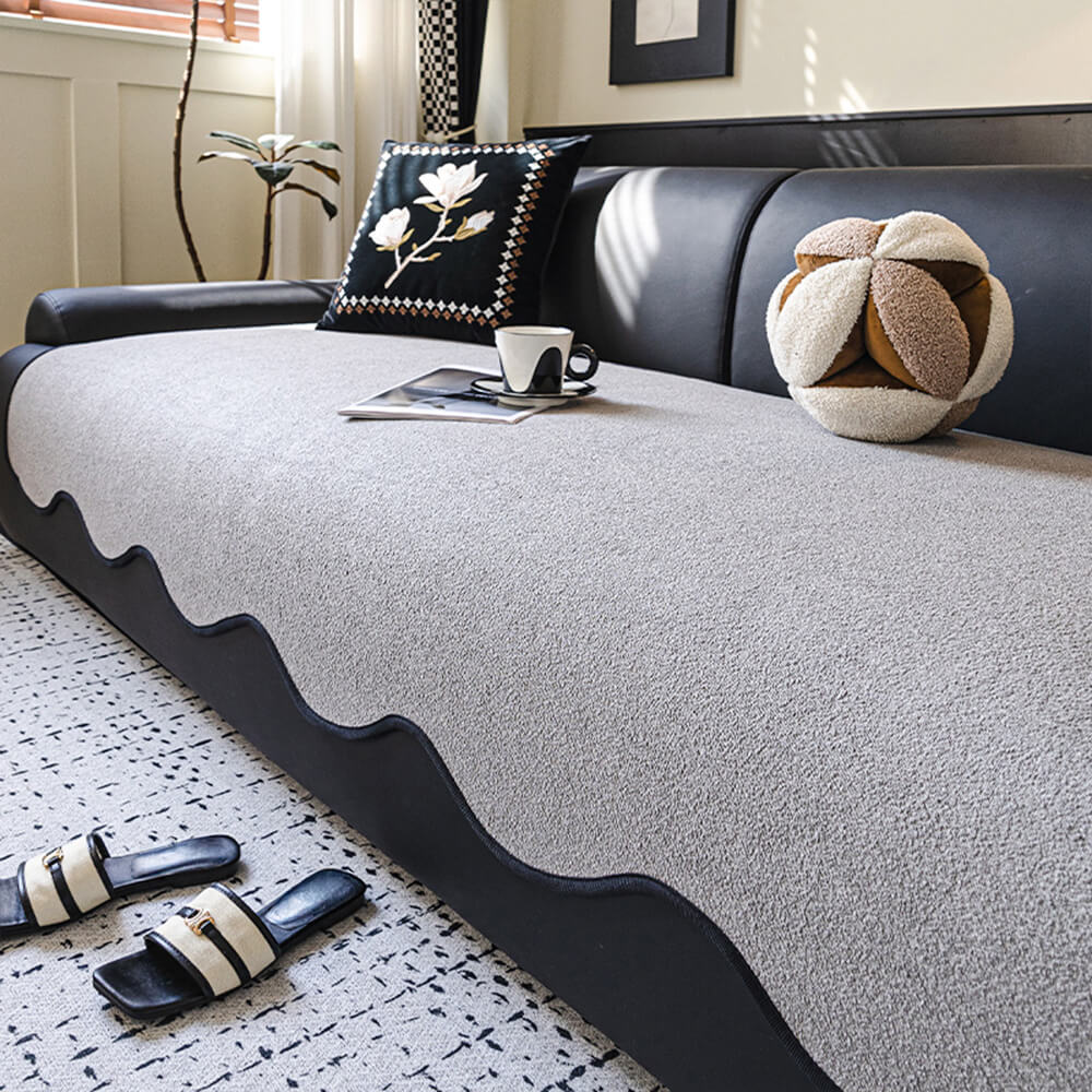 Water-repellent Teddy Fleece Non-Slip Straight Sofa Cover