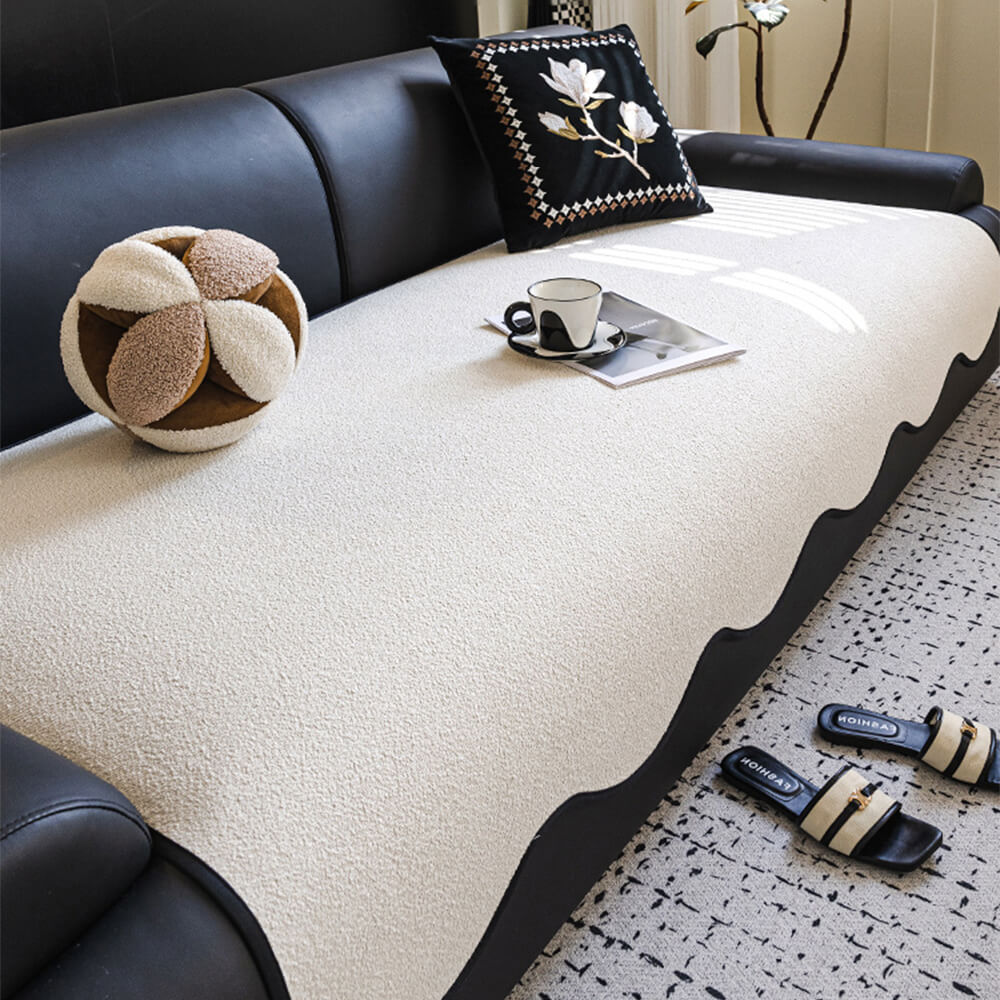 Water-repellent Teddy Fleece Non-Slip Straight Outdoor Garden Sofa Cover