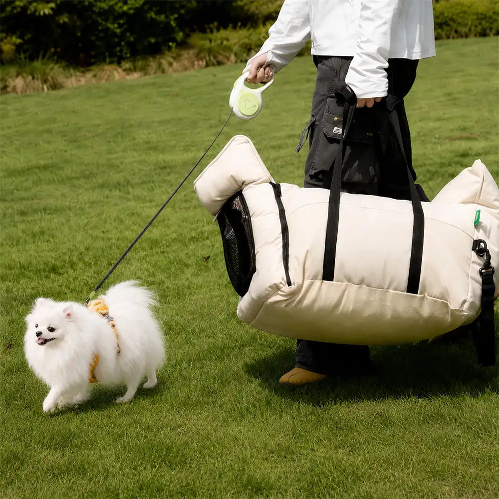 Faux Leather Waterproof Expandable Dog Car Seat Bed with Visible Mesh Window