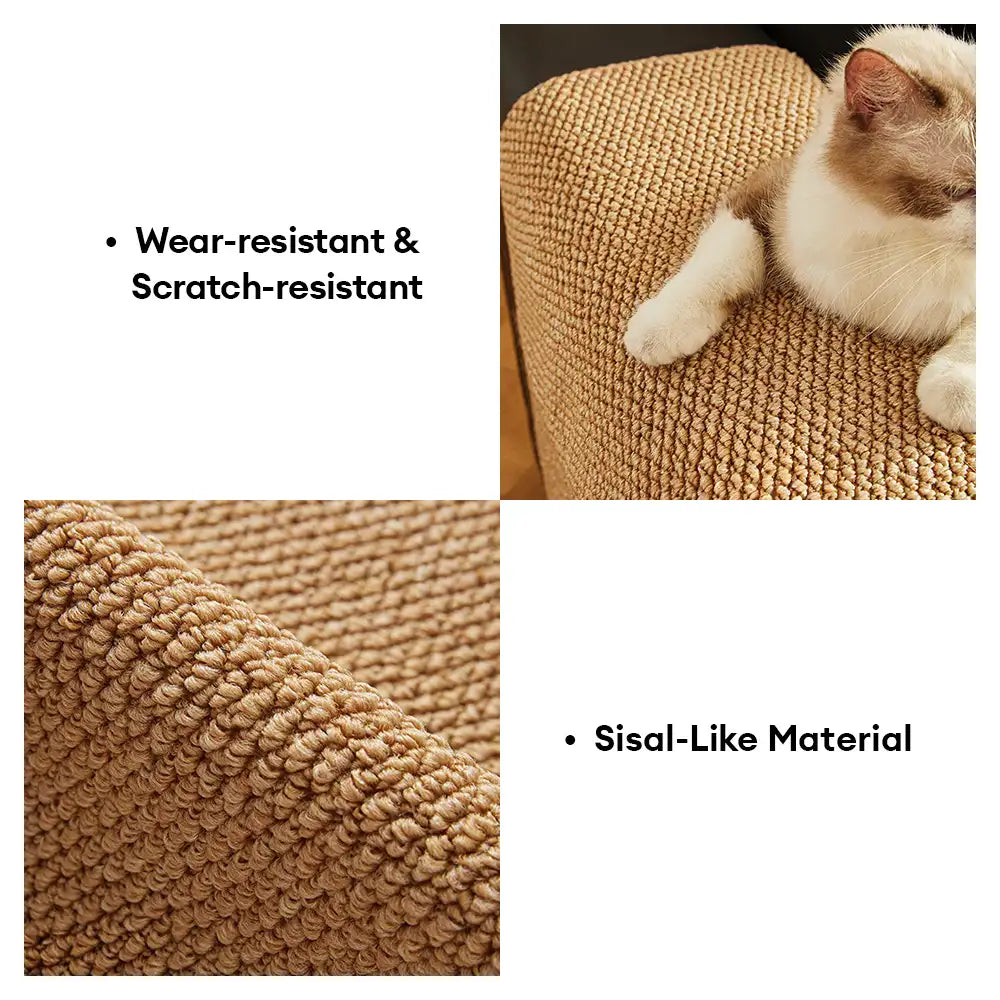 Faux Sisal Scratch-Resistant Sofa Armrest Protector Cover Cat Scratcher