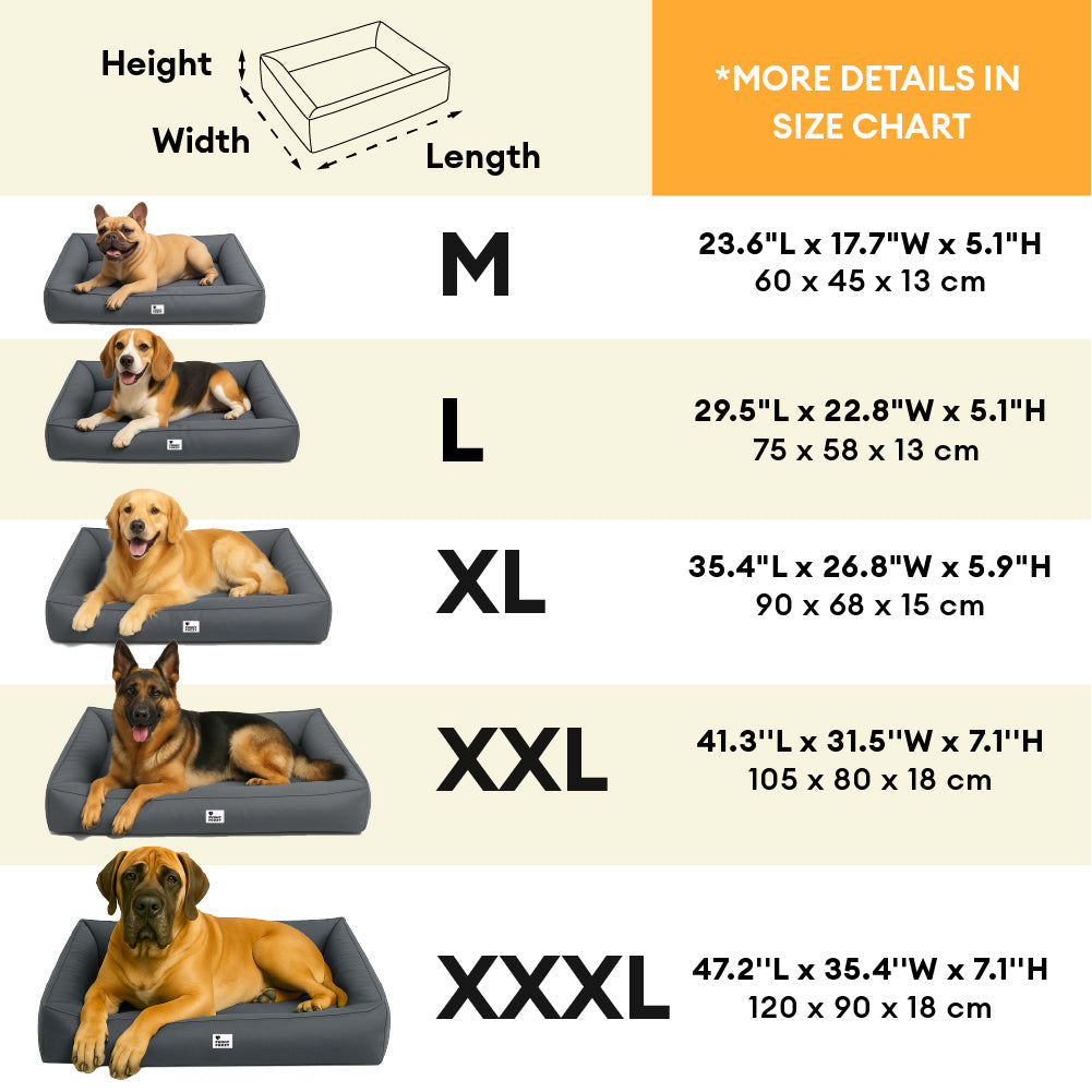 Fully Orthopaedic Surround Support Waterproof Fabric Anti-Anxiety Large Outdoor Dog Bed