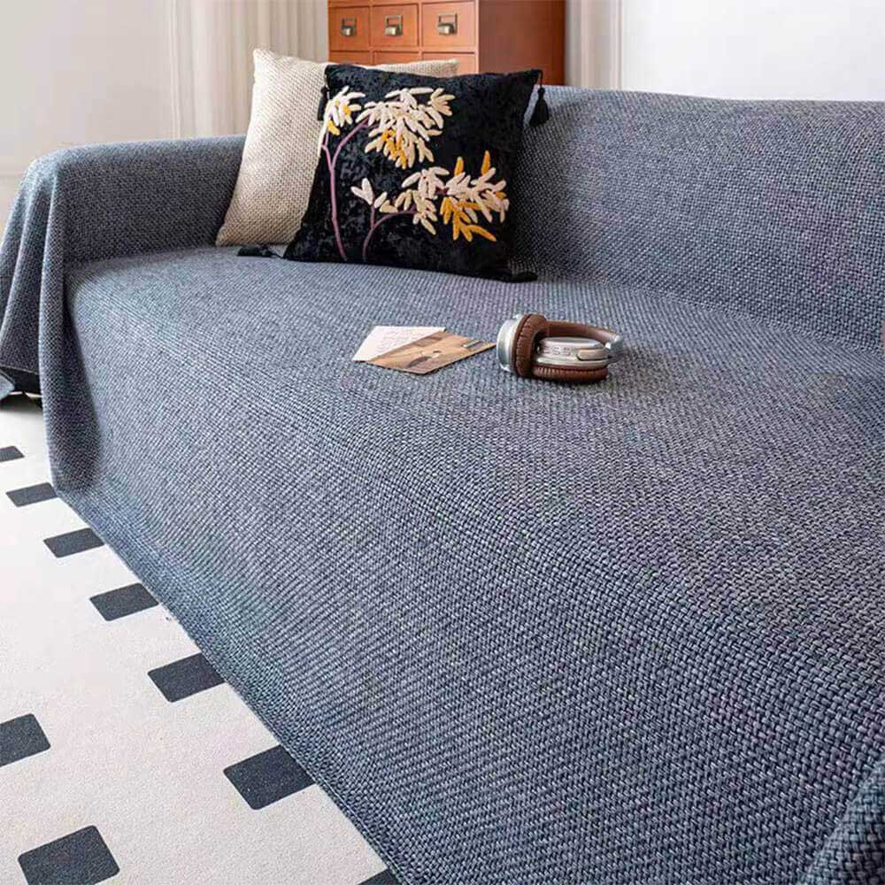 Breathable Woven Linen-Look Scratch-Resistant Throw Sofa Cover Sofa Throws