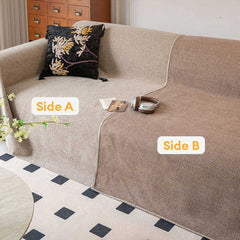 Breathable Woven Linen-Look Scratch-Resistant Throw Sofa Cover Sofa Throws