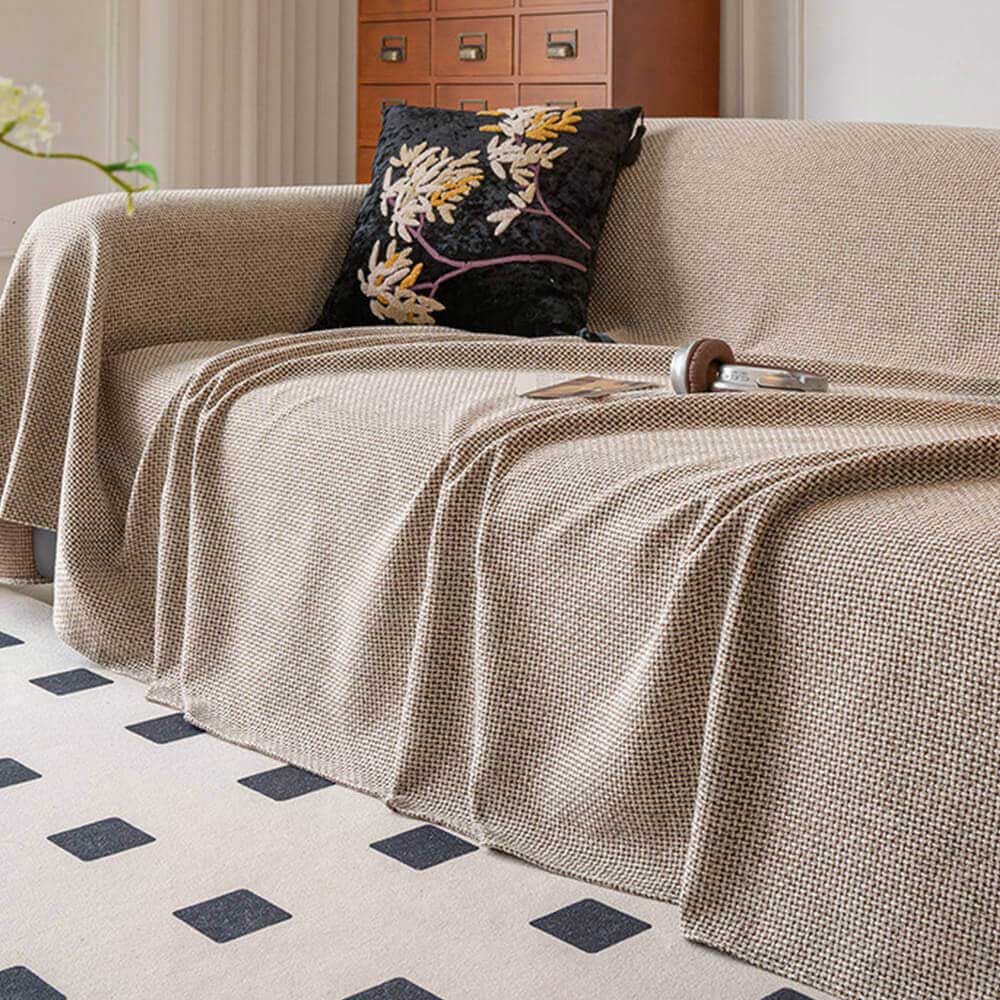 Breathable Woven Linen-Look Scratch-Resistant Throw Sofa Cover Sofa Throws