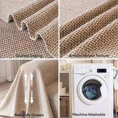 Breathable Woven Linen-Look Scratch-Resistant Throw Sofa Cover Sofa Throws