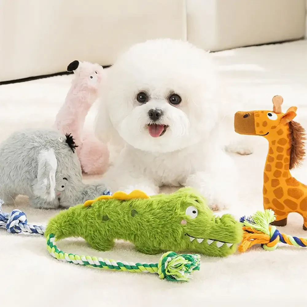 Animal Series Plush Squeak Dog Teething Toy
