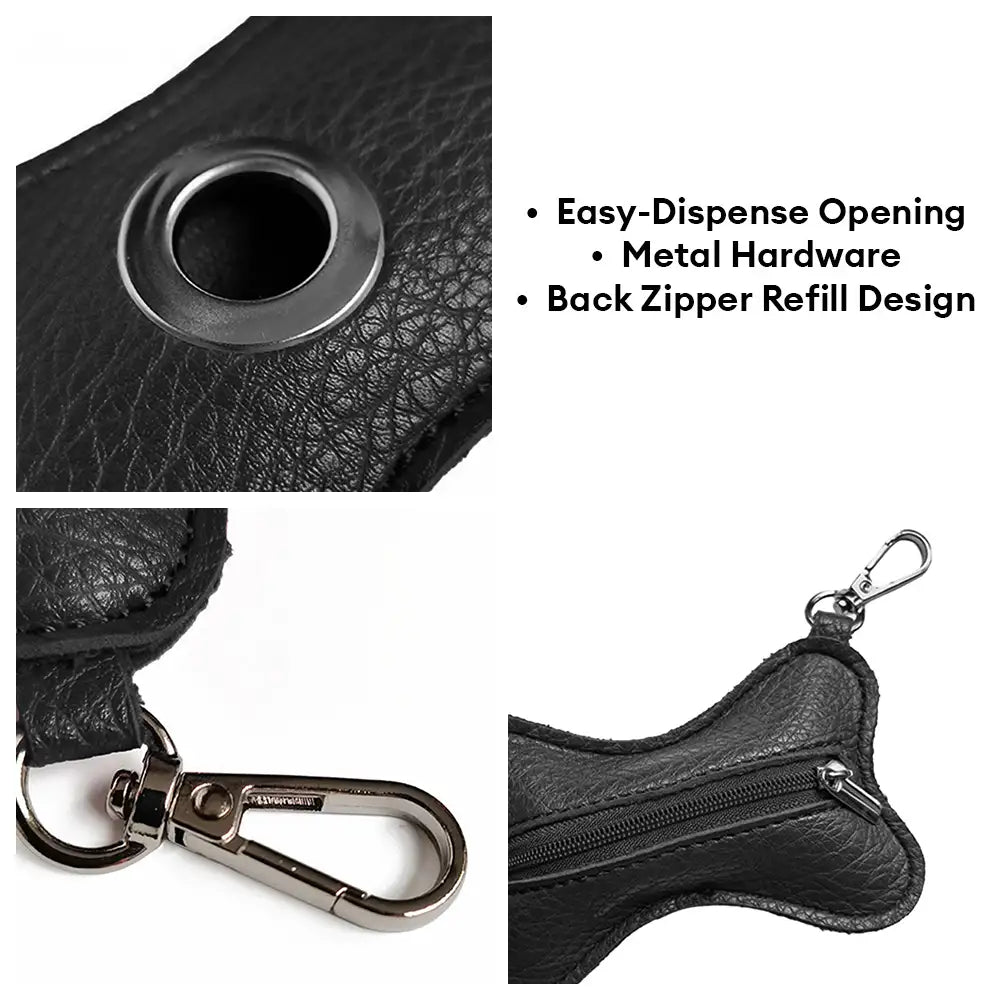 Bone-shaped Portable PU Leather Dog Poop Bag Dispenser