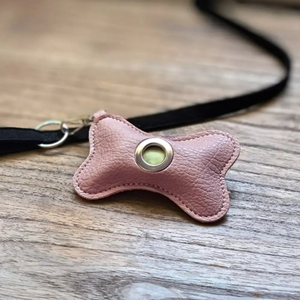 Bone-shaped Portable PU Leather Dog Poop Bag Dispenser