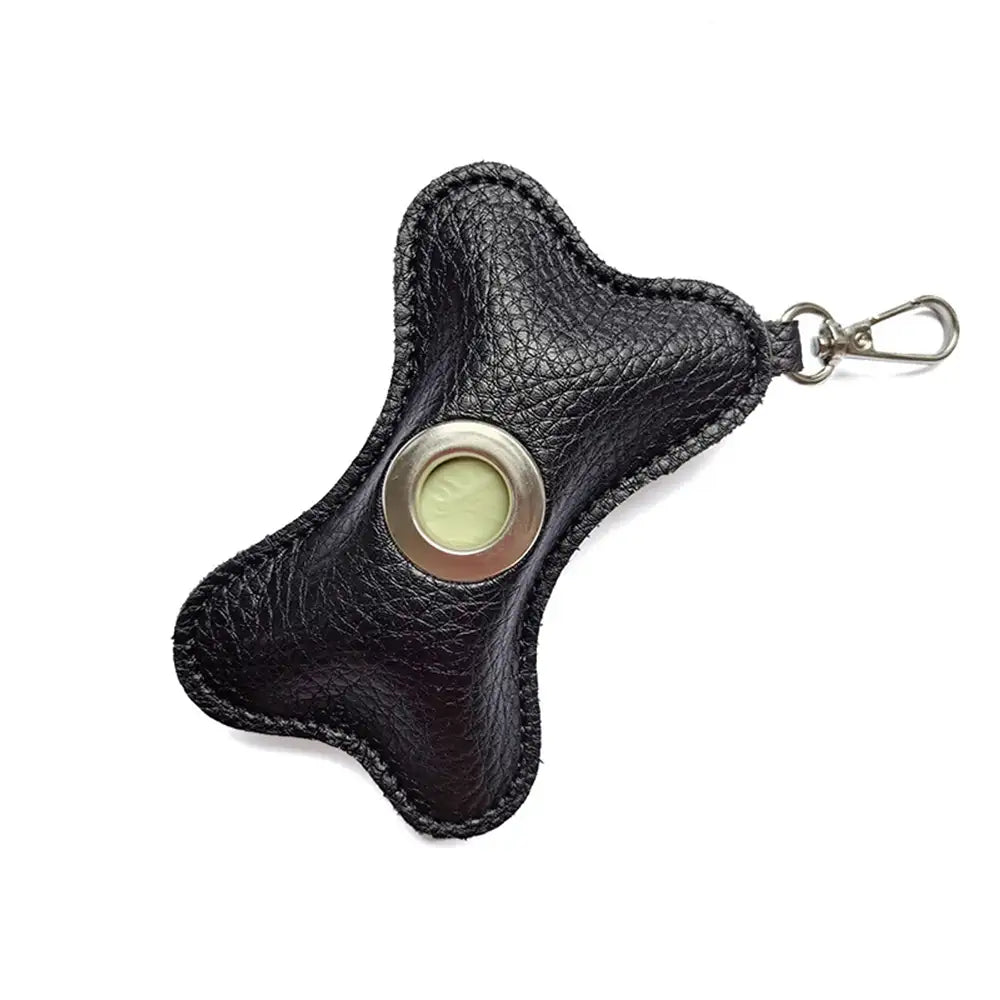 Bone-shaped Portable PU Leather Dog Poop Bag Dispenser