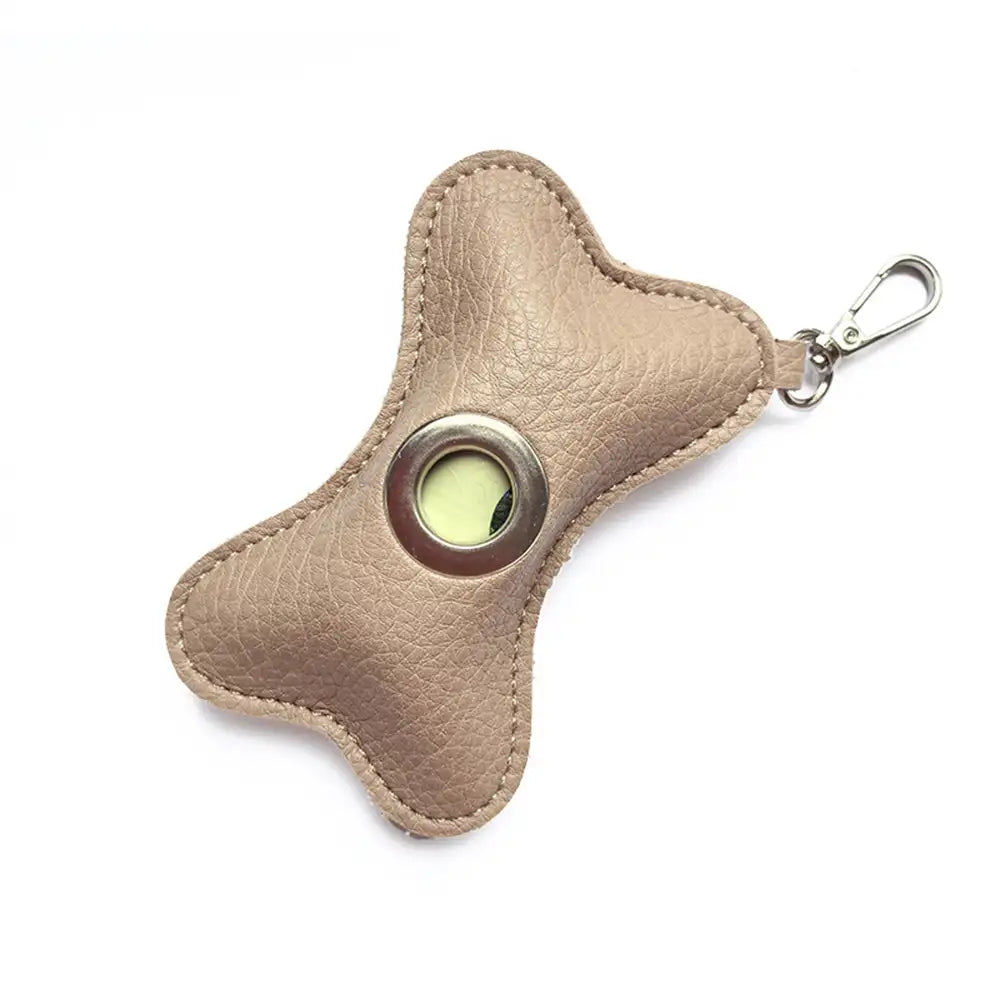 Bone-shaped Portable PU Leather Dog Poop Bag Dispenser