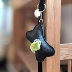 Bone-shaped Portable PU Leather Dog Poop Bag Dispenser