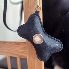 Bone-shaped Portable PU Leather Dog Poop Bag Dispenser