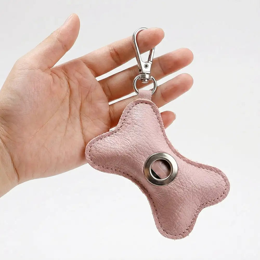 Bone-shaped Portable PU Leather Dog Poop Bag Dispenser