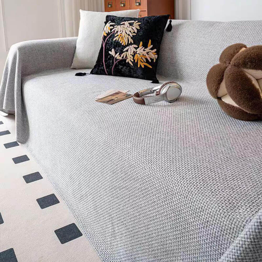 Breathable Woven Linen-Look Scratch-Resistant Throw Sofa Cover Sofa Throws