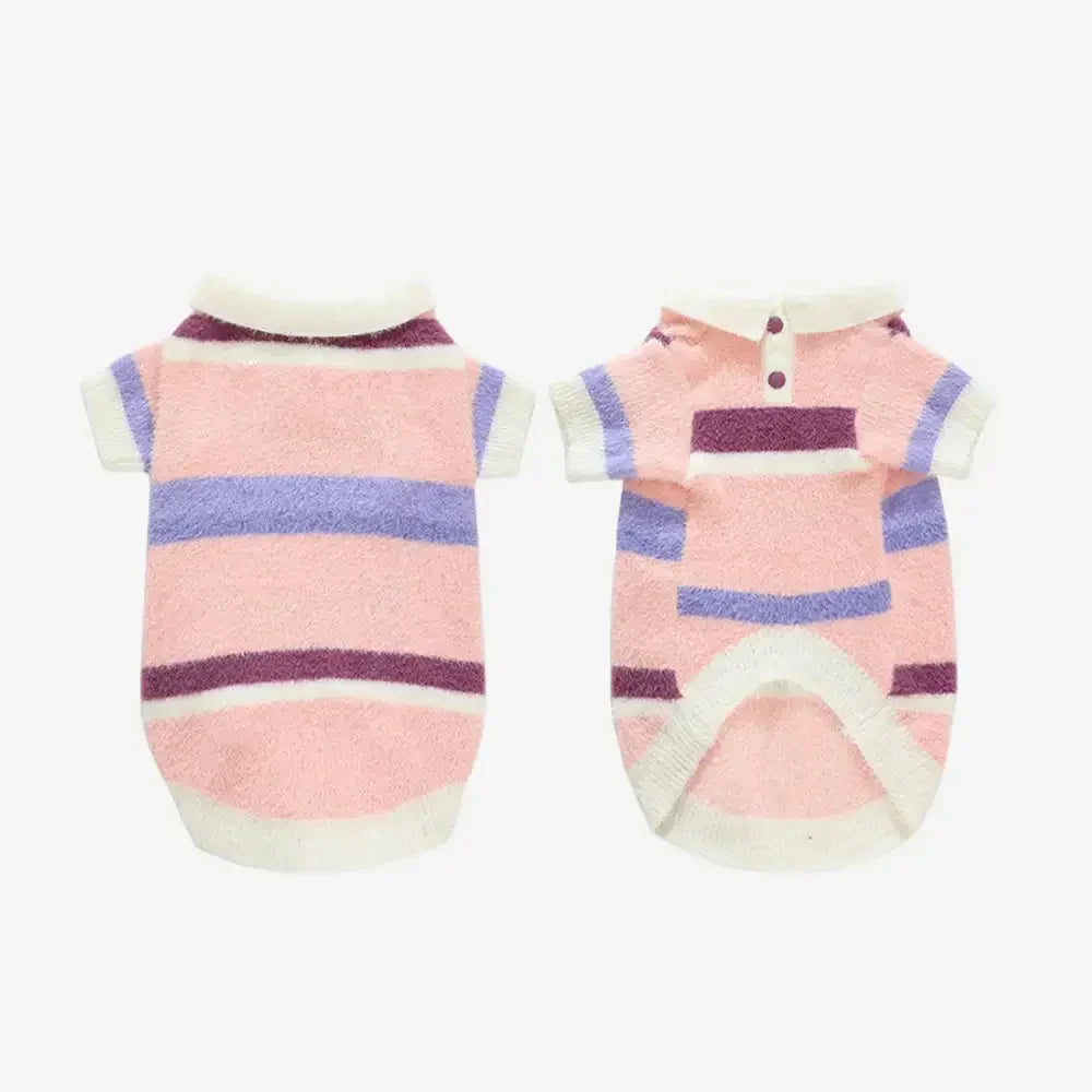 Color-Blocked Striped Faux Mink Fur Warm Dog Jumper Puppy Clothing