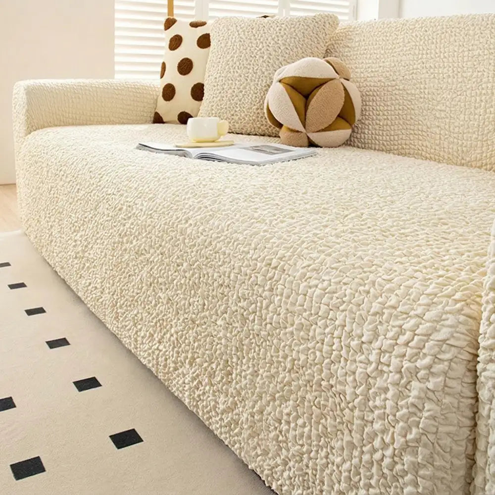 Cream Style Seersucker Breathable Stretchy Full-Coverage Sofa Cover