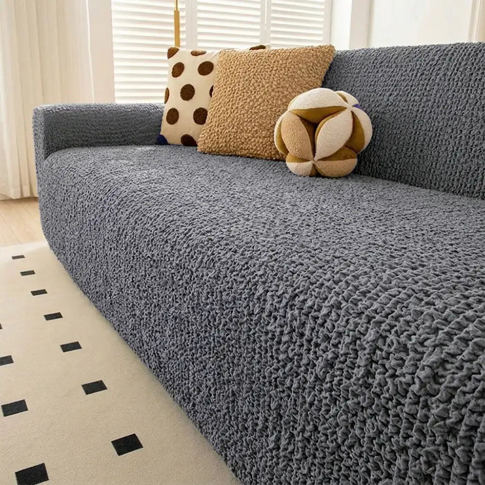 Cream Style Seersucker Breathable Armchair Cover Settee Cover Stretchy Full-Coverage Sofa Cover