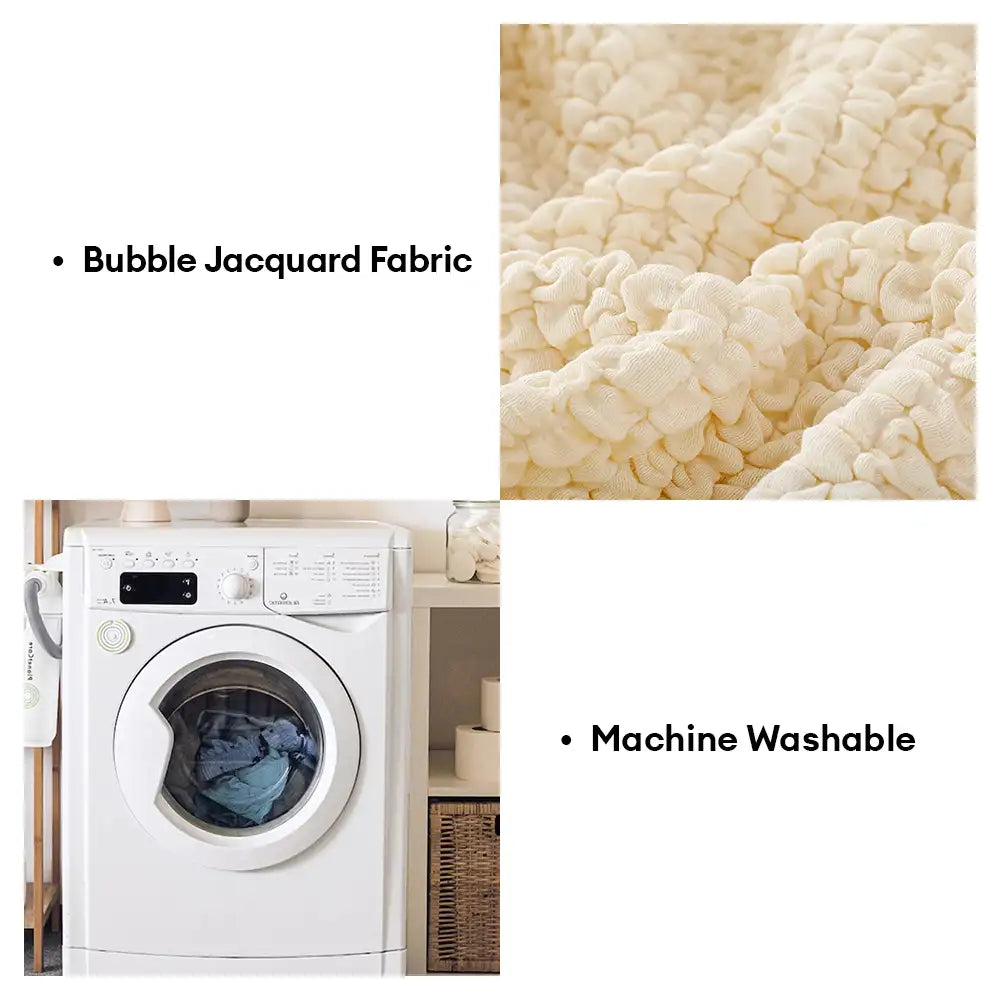 Cream Style Seersucker Breathable Stretchy Full-Coverage Sofa Cover