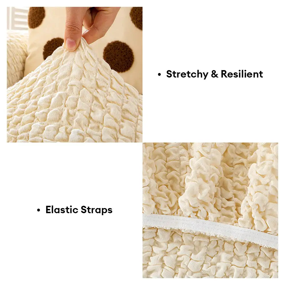 Cream Style Seersucker Breathable Stretchy Full-Coverage Sofa Cover