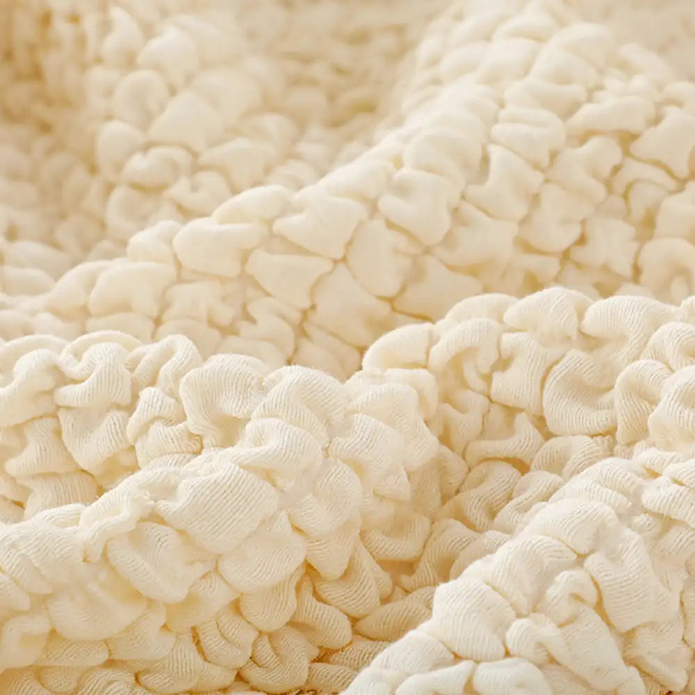 Cream Style Seersucker Breathable Armchair Cover Settee Cover Stretchy Full-Coverage Sofa Cover