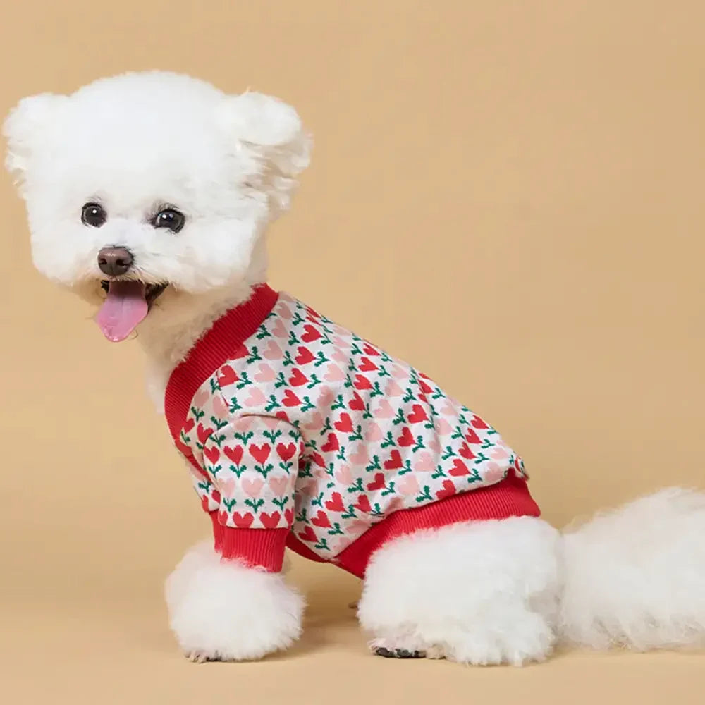 Fair Isle Heart Patterned Dachshund Cardigan Dog Jumper Dog Clothes Sweater