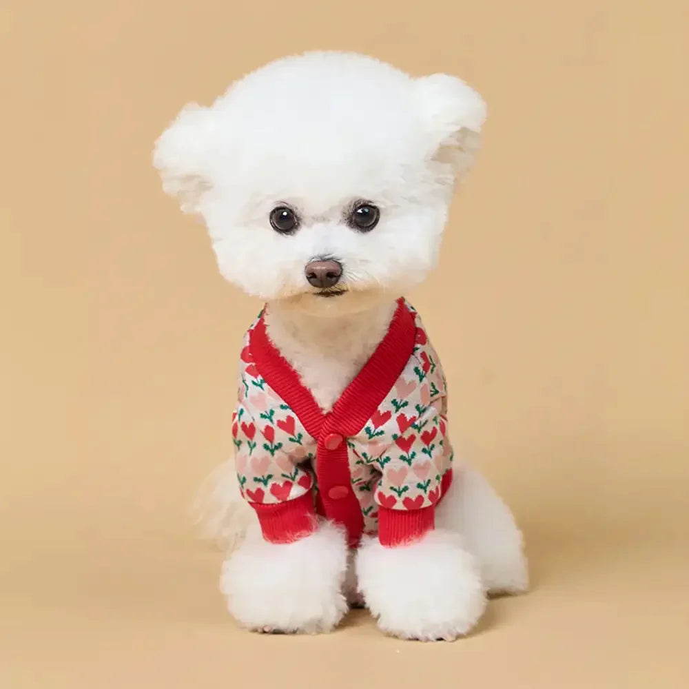 Fair Isle Heart Patterned Dachshund Cardigan Dog Jumper Dog Clothes Sweater