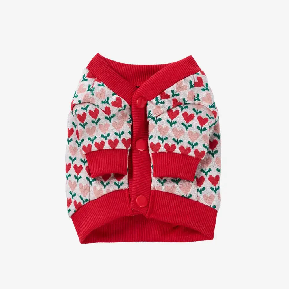 Fair Isle Heart Patterned Dachshund Cardigan Dog Jumper Dog Clothes Sweater