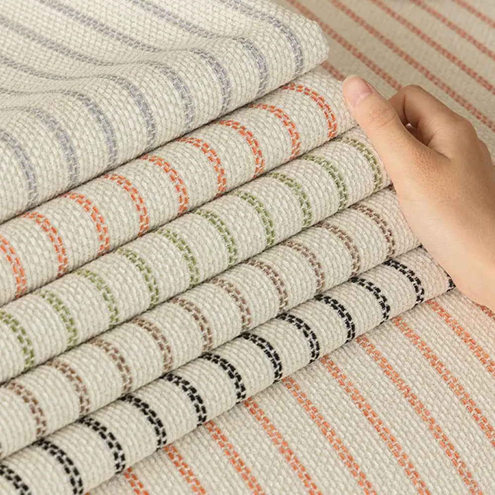Faux Cotton-Linen Chenille Striped Breathable Scratch-Resistant Corner Sofa Cover